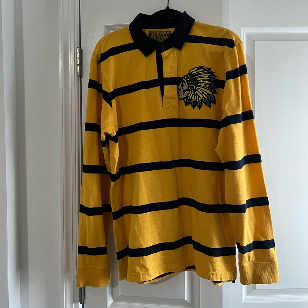 Yellow and Blue Striped Men's Shirt